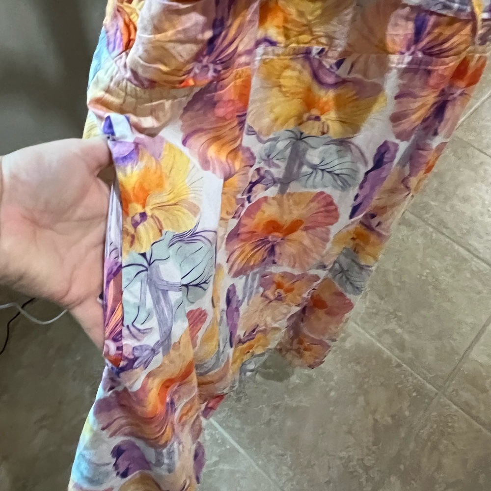 Anthropologie Floral Midi Dress in Yellow, Purple, Orange - Picture 3 of 8